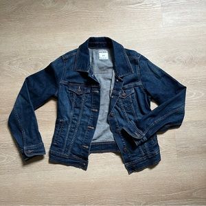 Women’s Classic Denim Jean Jacket Dark Wash Button Up w/ Pockets Old Navy Small